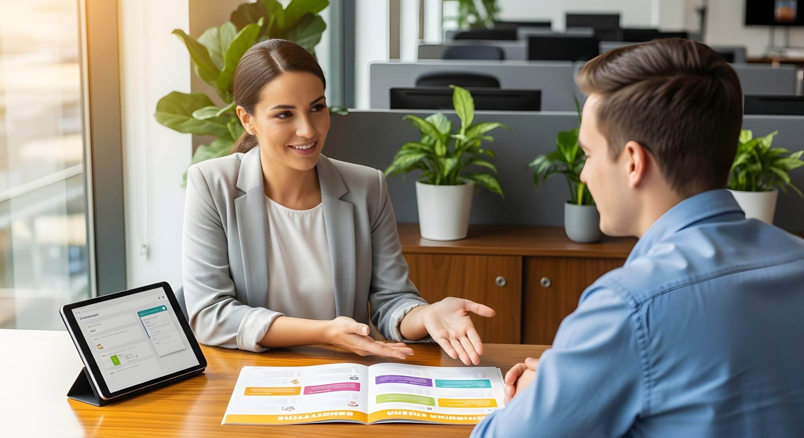 Business advisor meeting with client